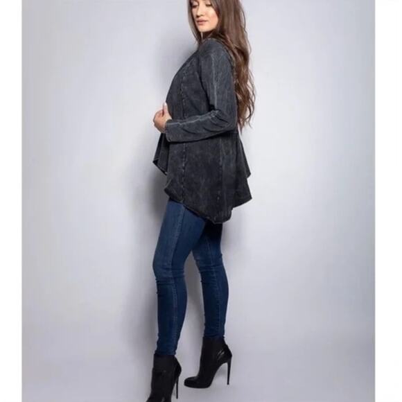 Testimony Los Angeles Victorian Jacket Black French Terry Open Front Goth Sm - Picture 3 of 6